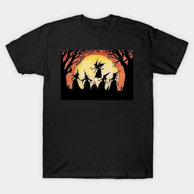 Vintage Halloween Witches T-Shirt by AbundanceSeed